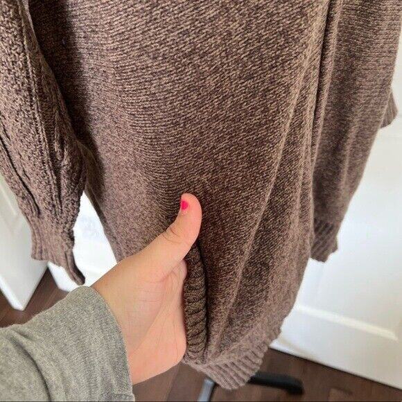 St. John’s Bay brown turtleneck neck knit zip up sweater jacket with pockets - Picture 6 of 11